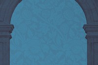 Blue pillar border background, William Morris' flower pattern, remixed by rawpixel