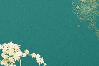 Green background, gold flower border, remixed by rawpixel