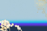 Aesthetic blue background, gold flower border, remixed by rawpixel