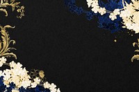 Aesthetic black background, gold flower border, remixed by rawpixel