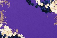 Purple background, gold flower border, remixed by rawpixel