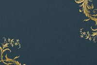 Dark green background, gold flower border, remixed by rawpixel