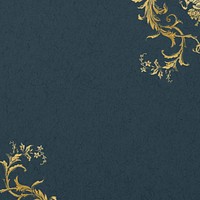 Dark green background, gold lily of the valley border, remixed by rawpixel