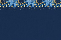 Dark blue background, gold flower border, lily of the valley, remixed by rawpixel