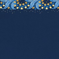 Gold flower border, blue background, remixed by rawpixel
