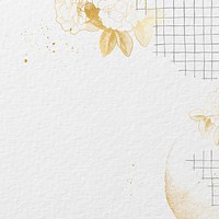 Abstract beige background, gold flower design, remixed by rawpixel