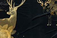 Black glued paper texture background, gold stags border, remixed by rawpixel