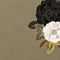 Floral brown background, aesthetic flora border, remixed by rawpixel