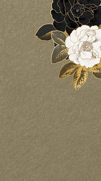 Aesthetic floral beige iPhone wallpaper, remixed by rawpixel