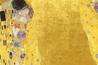 Klimt's The Kiss background, vintage yellow design, remixed by rawpixel