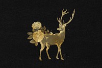 Aesthetic gold stag, black background, remixed by rawpixel