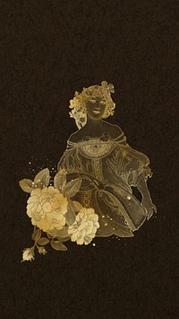 F Champenois iPhone wallpaper, Alphonse Mucha's famous artwork, remixed by rawpixel