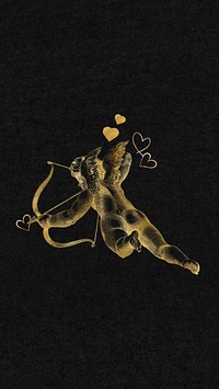 Gold cupid iPhone wallpaper, aesthetic Valentine's day, remixed by rawpixel