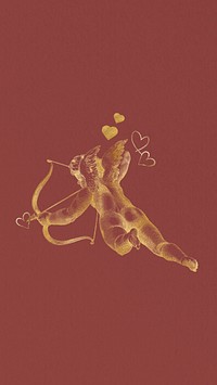 Valentine's iPhone wallpaper, aesthetic gold cupid, remixed by rawpixel
