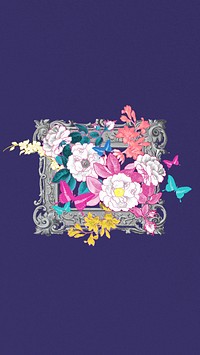 Blue floral iPhone wallpaper, remixed by rawpixel