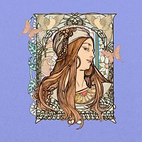 Art nouveau lady, Alphonse Mucha's vintage artwork, remixed by rawpixel