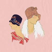 Vintage women's fashion illustration, remixed from the artwork of George Barbier