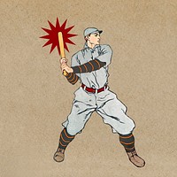 Baseball player, beige sport, remixed by rawpixel