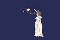 Vintage celestial stars background, little kid illustration, remixed by rawpixel