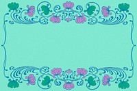 Vintage floral frame background, teal ornamental design, remixed by rawpixel