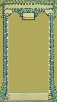 Greek arch pillar phone wallpaper, green vintage frame background