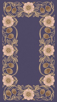 Art nouveau frame iPhone wallpaper, flower ornament background, remixed by rawpixel