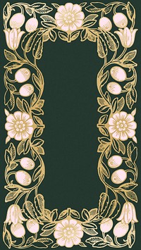 Art nouveau frame iPhone wallpaper, flower ornament background, remixed by rawpixel