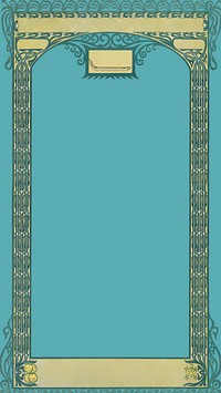 Greek arch pillar phone wallpaper, blue vintage frame background