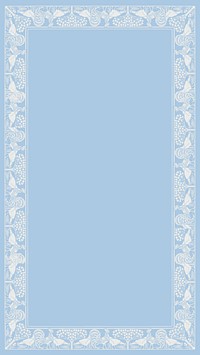 Blue ornamental frame iPhone wallpaper, vintage background, remixed by rawpixel