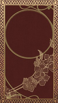 Brown luxury frame iPhone wallpaper, flower border design, remixed by rawpixel
