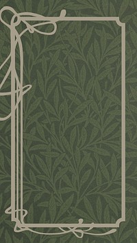 William Morris' patterned phone wallpaper, leaf frame background, remixed by rawpixel