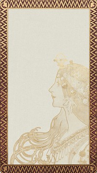 Alphonse Mucha's Zodiac iPhone wallpaper, vintage woman background, remixed by rawpixel