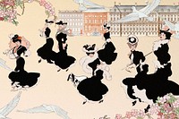 Victorian women strolling background, vintage illustration, remixed by rawpixel