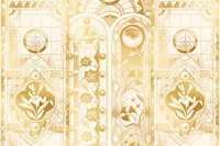 Aesthetic gold background, Art Nouveau church's stained glass design, remixed by rawpixel