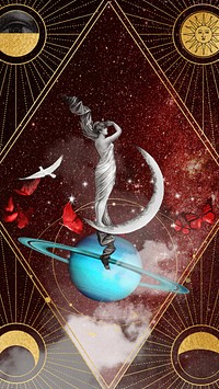 Art Nouveau celestial iPhone wallpaper, remixed by rawpixel