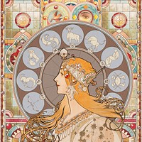 Alphonse Mucha's zodiac, art nouveau design