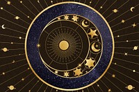 Aesthetic gold celestial, blue background, remixed by rawpixel