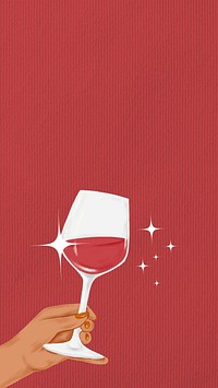 Red wine glass phone wallpaper, celebration drink background