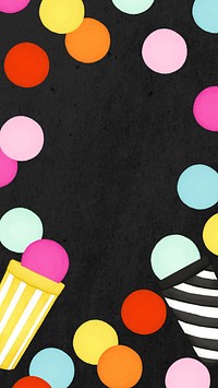 Colorful party frame phone wallpaper, black background