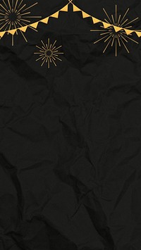 New Year fireworks phone wallpaper, black textured background
