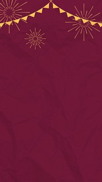 New Year fireworks phone wallpaper, red textured background