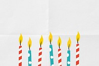 Birthday candles border background, white paper textured design