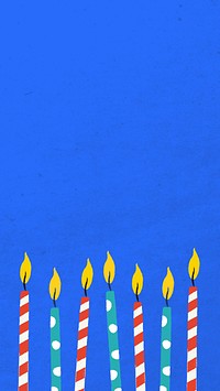 Birthday candles border phone wallpaper, blue textured background