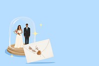 Wedding invitation background, blue bride and groom