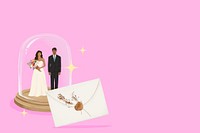 Wedding invitation background, pink bride and groom