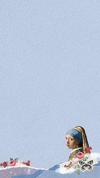 Vermeer girl blue mobile wallpaper. Famous art remixed by rawpixel.