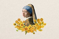 Vermeer pearl earring white background. Famous art remixed by rawpixel.