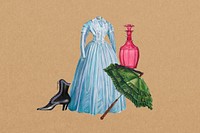 Victorian women gown and accessories background, remixed by rawpixel