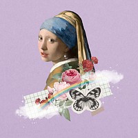 Vermeer pearl earring collage element. Famous art remixed by rawpixel.