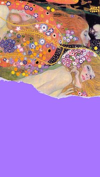 Ripped famous painting iPhone wallpaper, Gustav Klimt's Water Serpents II artwork, remixed by rawpixel